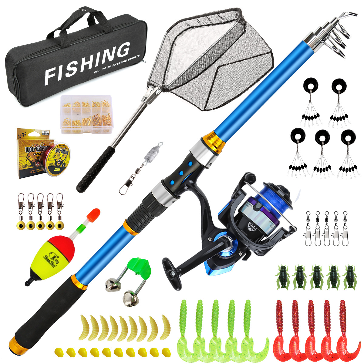 2.1-3.6M Telescopic Glass Fibe - Fishing Rod Spinning 评论和价格
